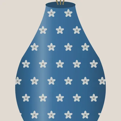 Blue Pottery Flower Vase — detail