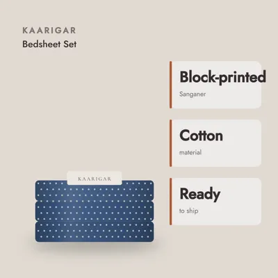Indigo Dabu Print Bedsheet Set — craft and material