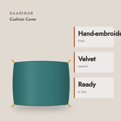 Zari-border Velvet Cushion Cover — craft and material