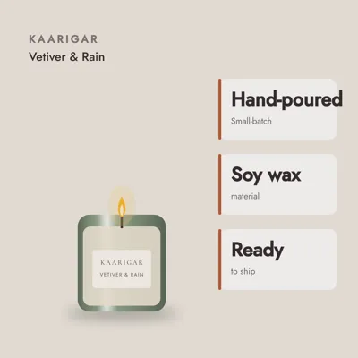 Vetiver & Rain Soy Candle — craft and material